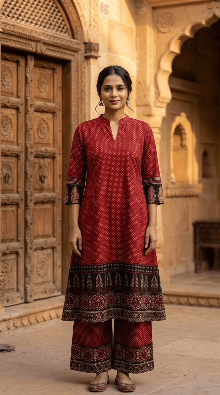 Cotton Ajrakh Long Co-ord set - image 1
