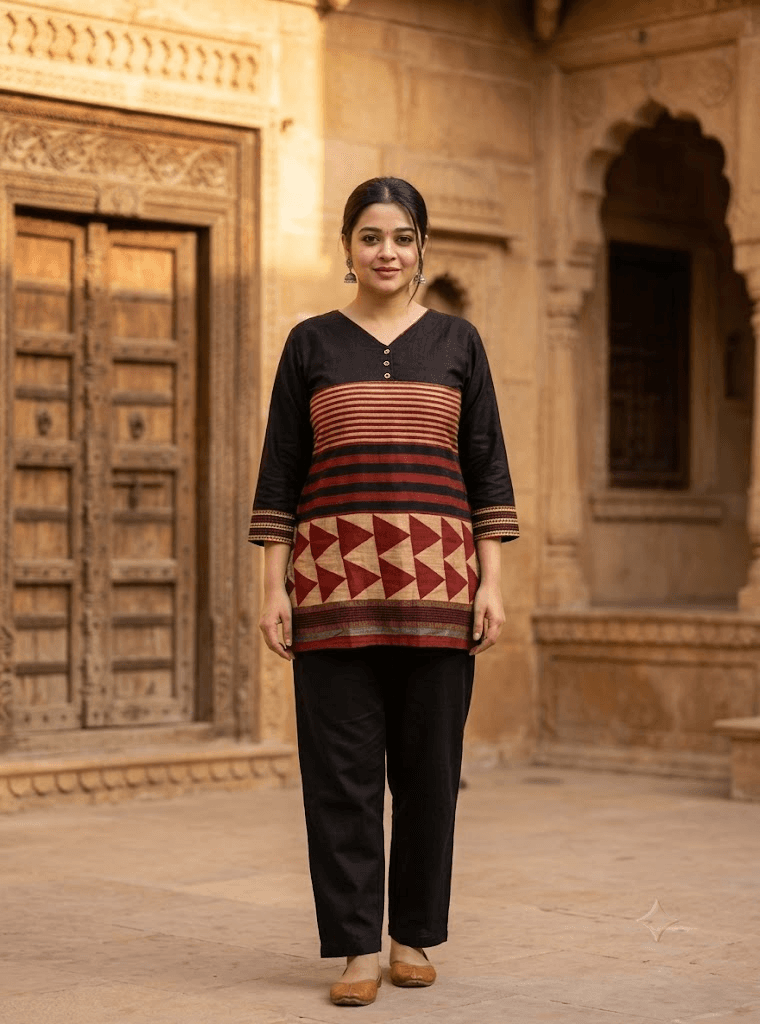 Ajrakh mashru Silk Top - image 1