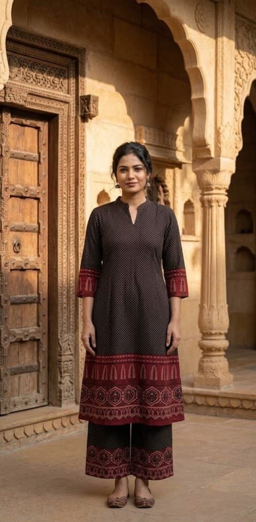 Cotton Ajrakh Long Co-ord set - image 1