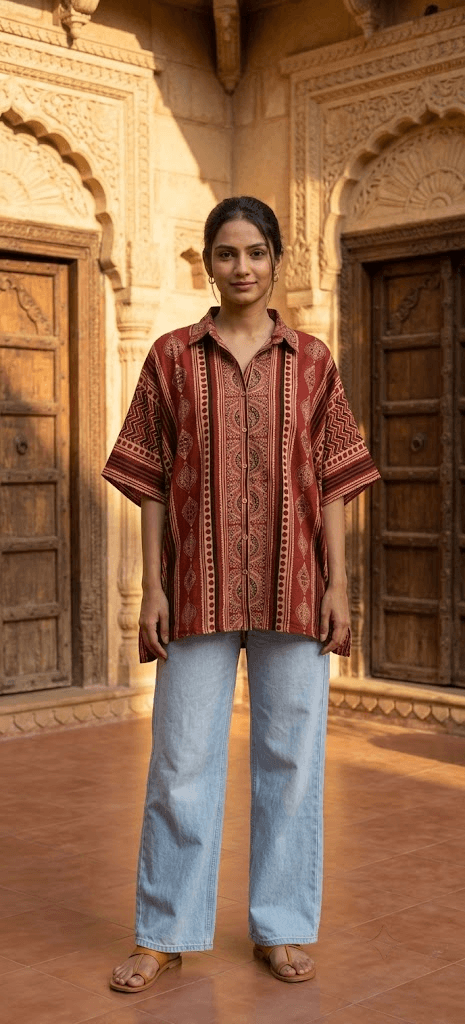 Cotton Ajrakh Kaftan shirt - image 1